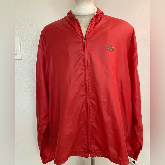 Vintage Izod Lacoste Windbreaker with hoodie, Size XL, color red - Picture 7 of 8